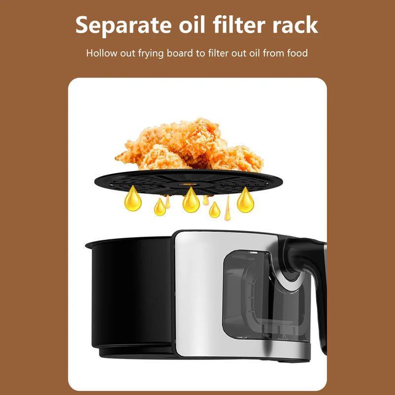 6L Electric Air Fryer with Viewable Window Smart Touch Digital Display Adjustable Temperature Household Oil free Frying Machine