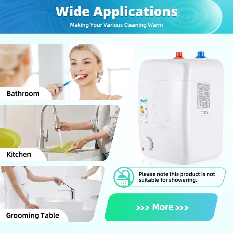 Tankless Water Heater Electric 220-240V, 1500W Instant Water Heater Under Sink, 8L Demand Water Heaters Kitchen Aid for Home