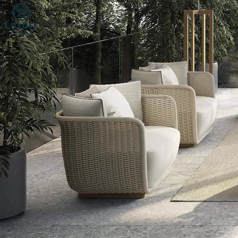 Italian Style Modern Luxury Waterproof Outdoor Rattan Garden Sofa Set For Hotels And Villas For Courtyard
