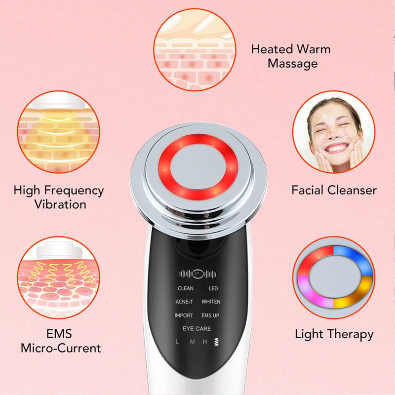 7 in 1 RF EMS Facial Massager Skin Care Tools Face Lift Multifunction Firm Device Skin Rejuvenation Wrinkle Removal Face Beauty
