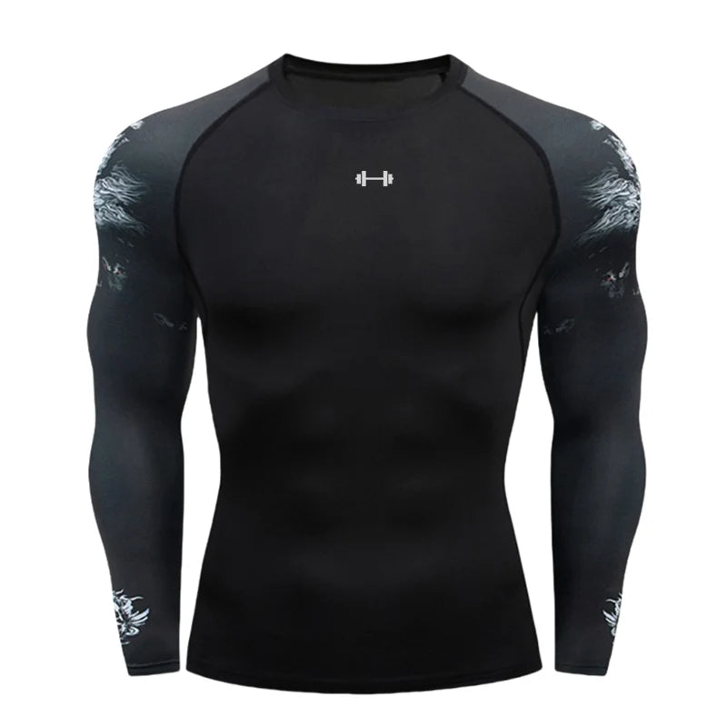 Gym Compression Dry Fit Men's Long Sleeves Fitness T-shirt Spring And Autumn Outdoor Sports Running Tees Sportswear Tops T-shirt