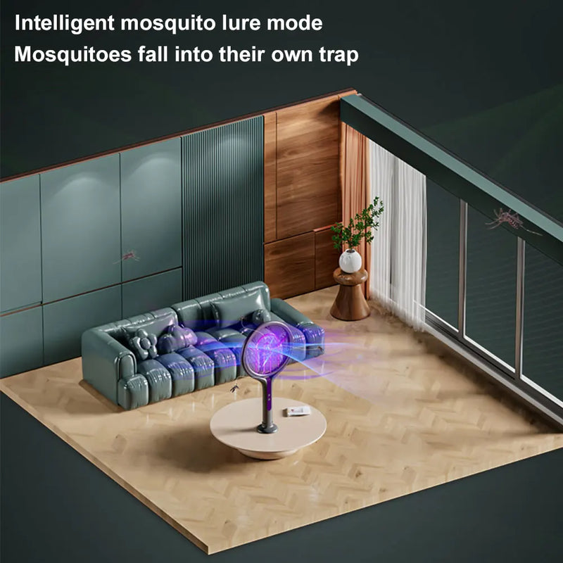 Rotating Head Bug Zapper Racket Rechargeable Fly Zapper 2 in 1 Fly Killer and Mosquito Trap Lamp for Home Indoor Outdoor