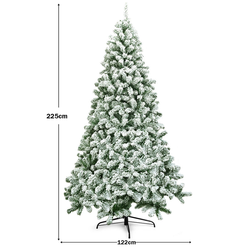180/225cm Artificial Christmas Tree with Snow, Fir Tree with Metal Stand, Christmas Tree 928/1346 Lace PVC Folding System