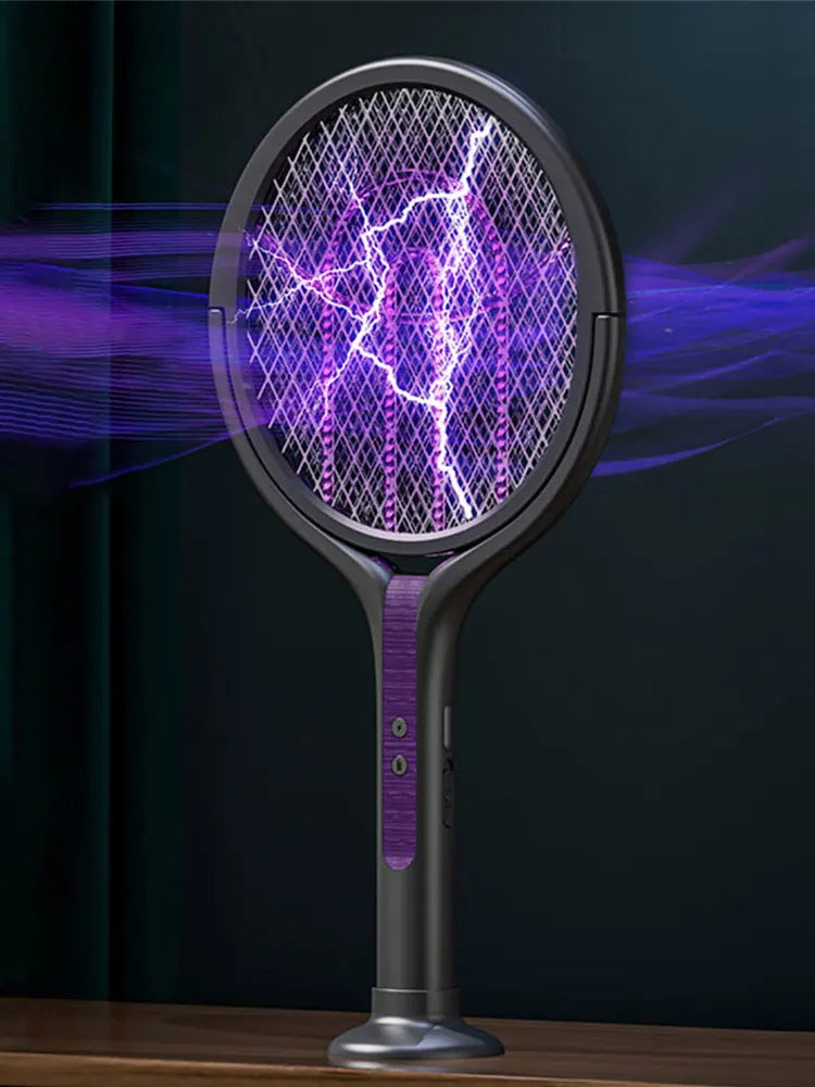 Rotating Head Bug Zapper Racket Rechargeable Fly Zapper 2 in 1 Fly Killer and Mosquito Trap Lamp for Home Indoor Outdoor