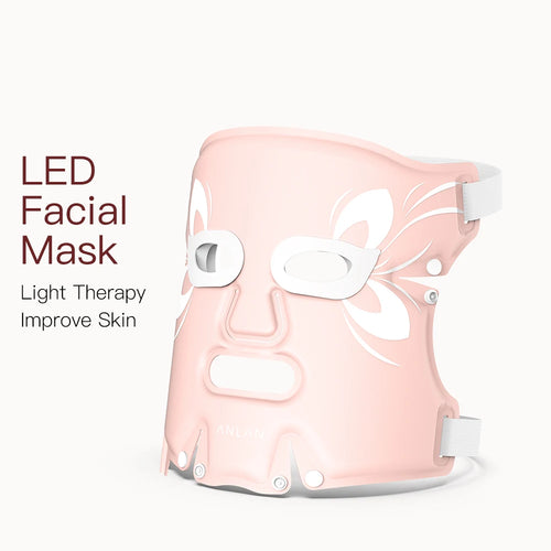 ANLAN Facial LED Mask 5 Color LED Therapy Silicone Waterproof Anti Aging Rejuvenation Brighten Skin NEW Soft Photon Heating Mask