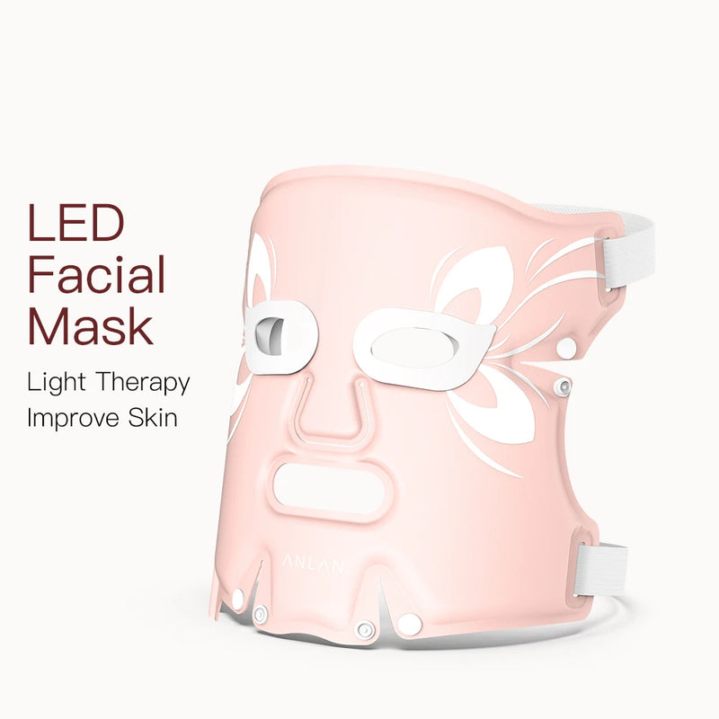 ANLAN Facial LED Mask 5 Color LED Therapy Silicone Waterproof Anti Aging Rejuvenation Brighten Skin NEW Soft Photon Heating Mask