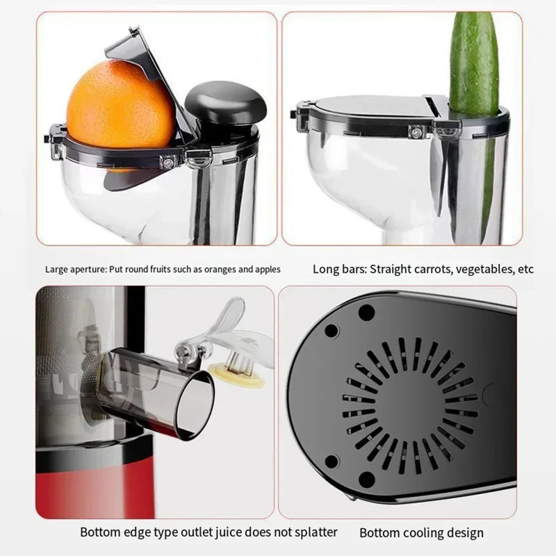 3.15" Large Chute Cold Press Juicer, 300W Slow Masticating, Pulp Separation for Fruits,Vegetables,High Juice Yield,Easy to Clean