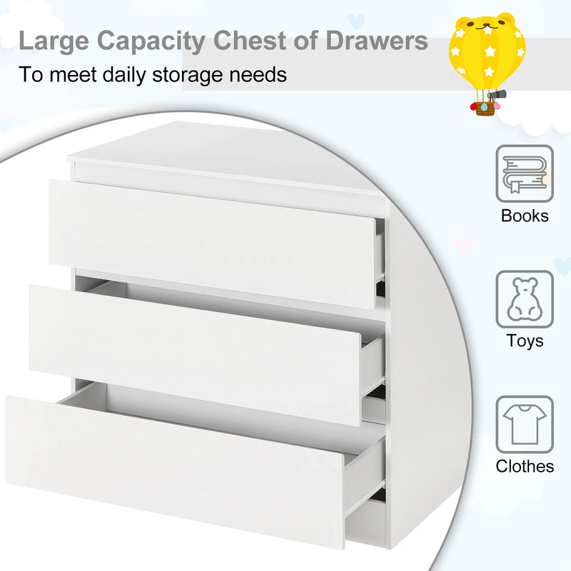 WOLTU 3-Drawer Chest Storage Cabinet Bedroom Wardrobe Sideboard Particleboard Bedside Table for Home Bedroom Study Living Room