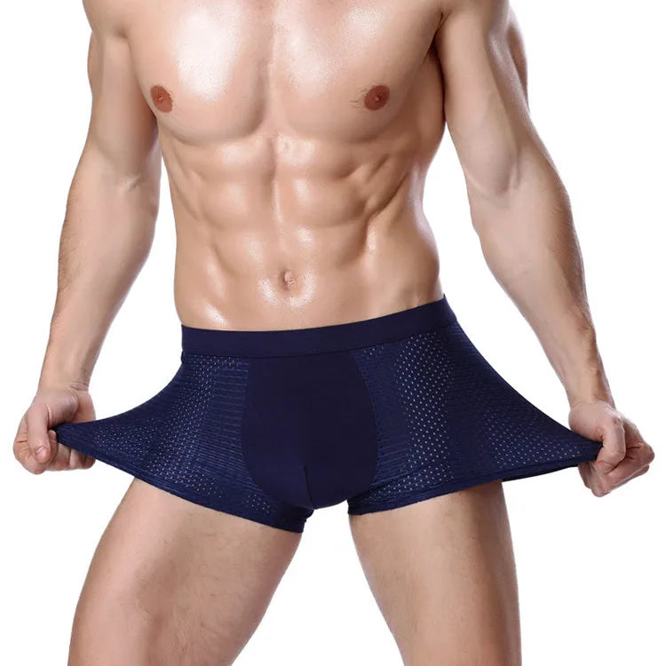 4PCS/Lot Modal Plus Size Ice Silk Men's Breathable And Comfortable Mesh Underwear Wholesale Price Ultrathin Shorts Trunk