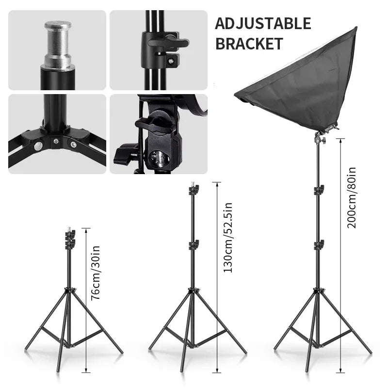 SH Photography Softbox Light Kit Four Lamp Holders Continuous Light System With E27 Photographic Bulb Accessories Photo Studio