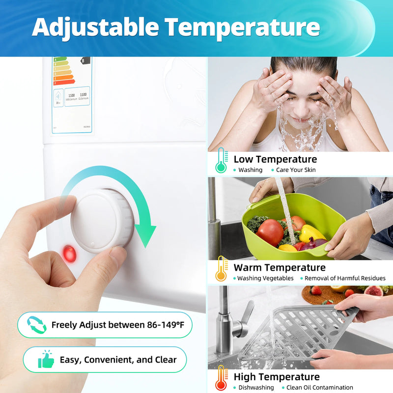 Tankless Water Heater Electric 220-240V, 1500W Instant Water Heater Under Sink, 8L Demand Water Heaters Kitchen Aid for Home