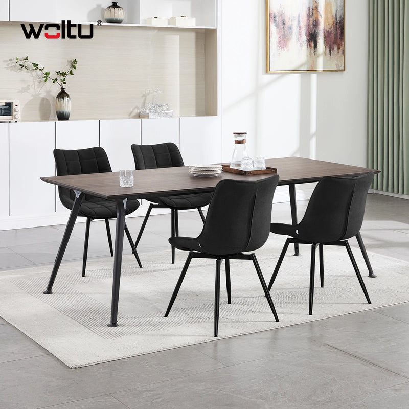 WOLTU 2PCS/Set Swivel Dining Chairs Velvet Dining Room Chairs Upholstered Chair with Metal Legs Backrest for Kitchen Living Room