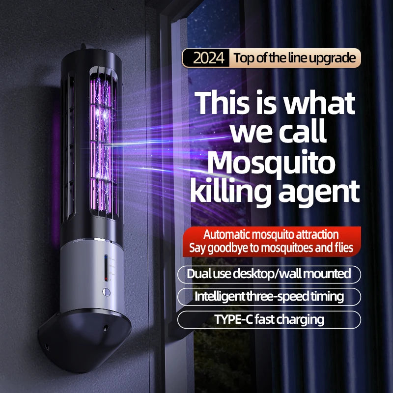 USB Rechargeable Mosquito Killer Lamp Electric Shock Anti Mosquito Trap Outdoor Waterproof Bug Zapper Pest Control For Home