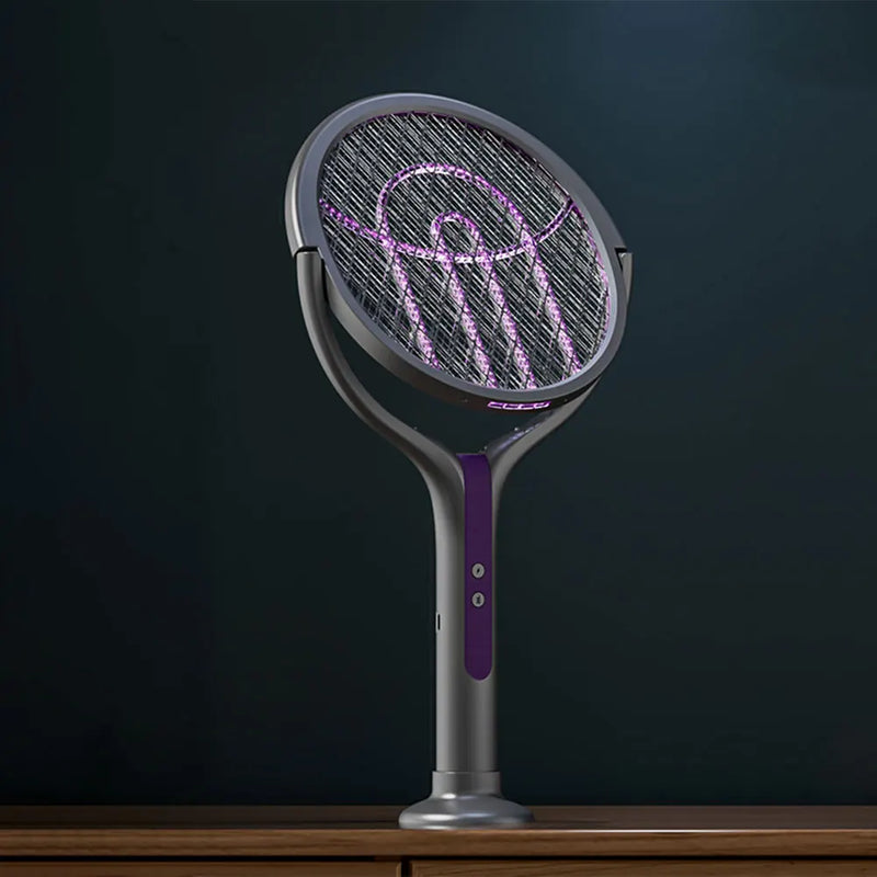 Rotating Head Bug Zapper Racket Rechargeable Fly Zapper 2 in 1 Fly Killer and Mosquito Trap Lamp for Home Indoor Outdoor