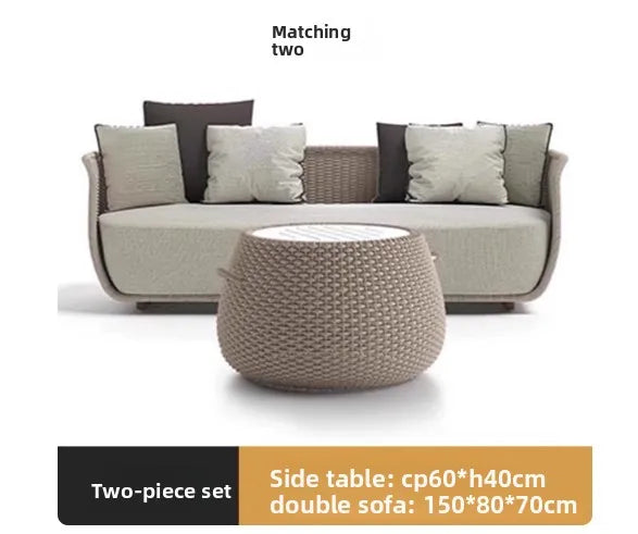 Italian Style Modern Luxury Waterproof Outdoor Rattan Garden Sofa Set For Hotels And Villas For Courtyard