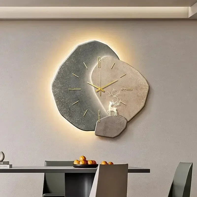 [3D imitation]Modern Clock with Light Design Clock Minimalism Wall Clocks Stylish Large Living RoomMechanism Silent Decoration