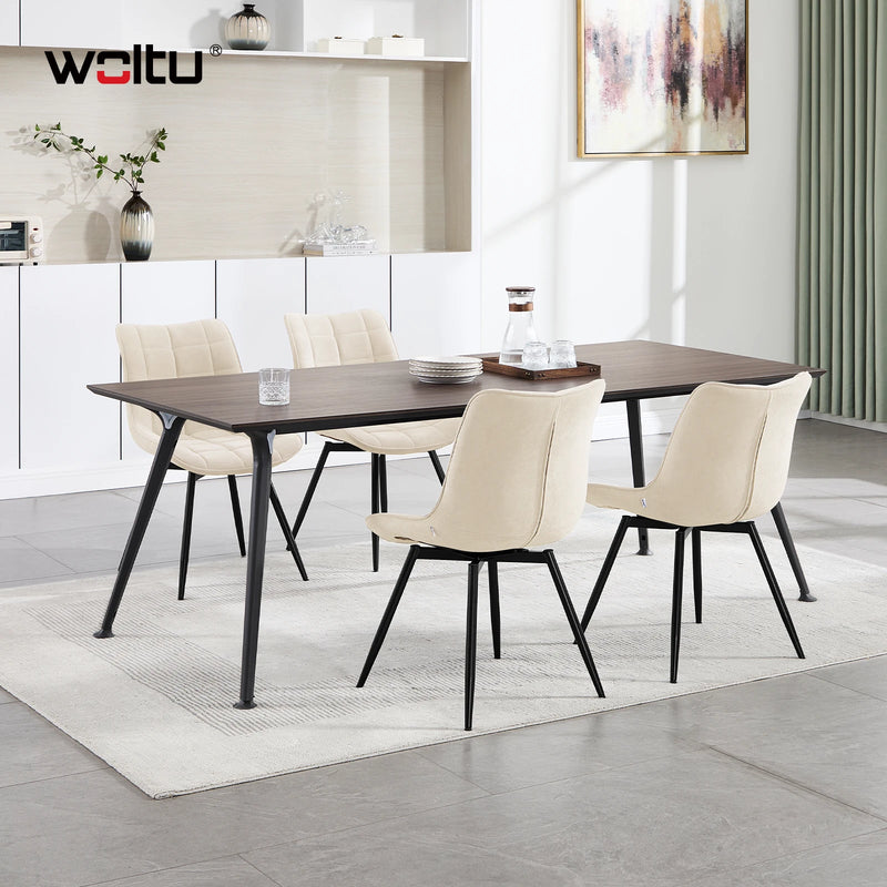 WOLTU 2PCS/Set Swivel Dining Chairs Velvet Dining Room Chairs Upholstered Chair with Metal Legs Backrest for Kitchen Living Room