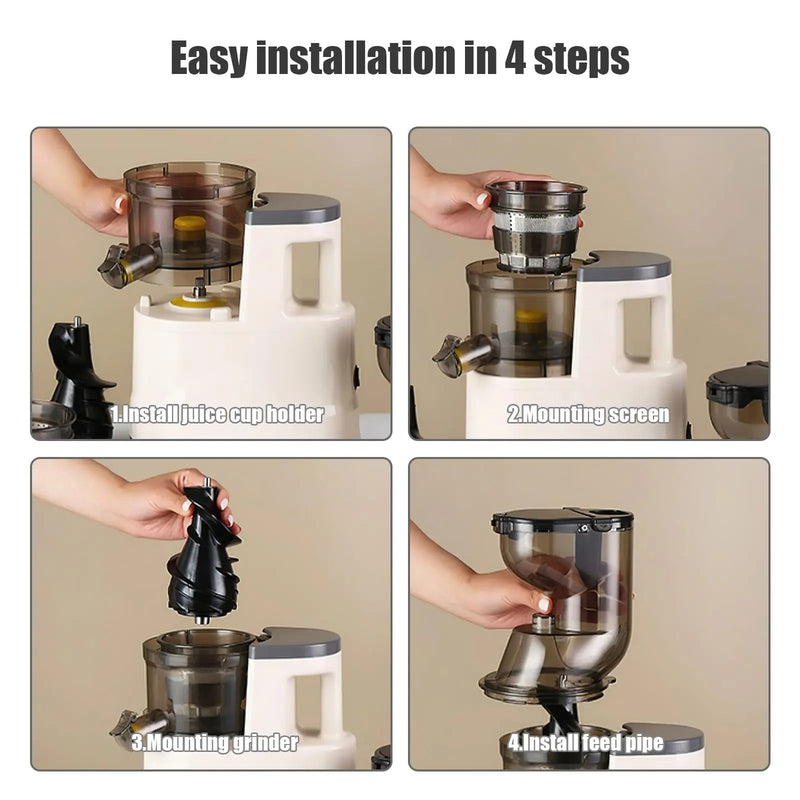 3.15" Large Chute Cold Press Juicer, 300W Slow Masticating, Pulp Separation for Fruits,Vegetables,High Juice Yield,Easy to Clean