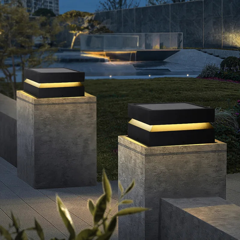 Outdoor Courtyard LED Lawn Lamp Waterproof IP65 Garden Square Solar Street Light For Pillar Chapiter Fence Door Post Decoration