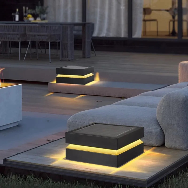 Outdoor Courtyard LED Lawn Lamp Waterproof IP65 Garden Square Solar Street Light For Pillar Chapiter Fence Door Post Decoration