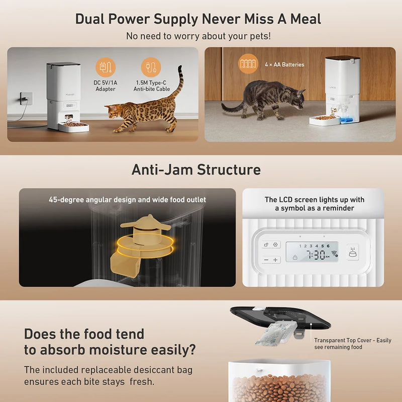 Automatic Cat Feeder Furpipi 7L Slow Food Machine Timed Cat Dry Food Dispenser Auto Pet Meal Feeder for Cats and Small Dogs