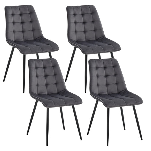 EGOONM A Set of 4 Velvet Dining Chairs Metal Legs Modern Comfortable Chair for Kitchen Bedroom Living Room Home Furniture