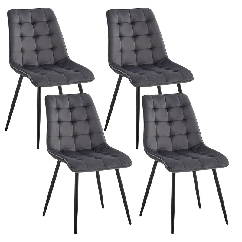EGOONM A Set of 4 Velvet Dining Chairs Metal Legs Modern Comfortable Chair for Kitchen Bedroom Living Room Home Furniture