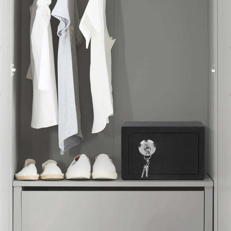 Wall-mounted Q235 Steel Safe Deposit Safe Box Key Lock with 3 Keys Home Office Hotel Business Jewelry Gun Cash (BLACK)