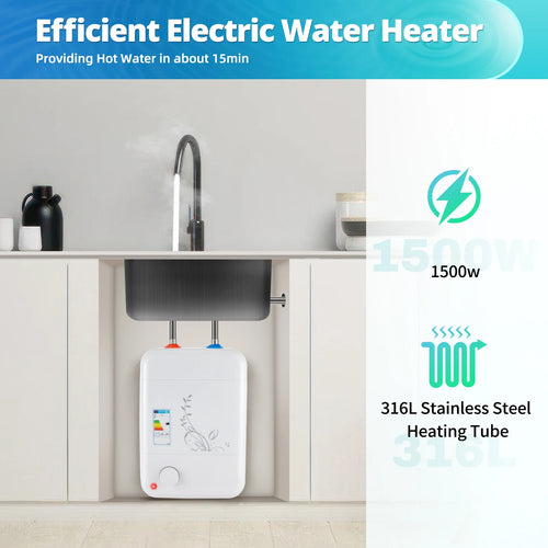 Tankless Water Heater Electric 220-240V, 1500W Instant Water Heater Under Sink, 8L Demand Water Heaters Kitchen Aid for Home