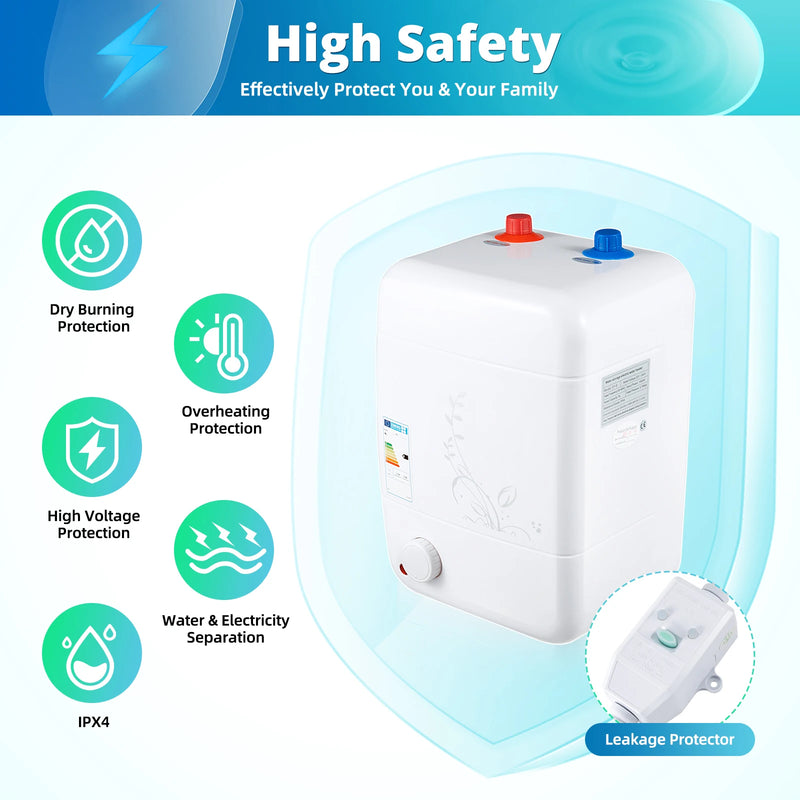 Tankless Water Heater Electric 220-240V, 1500W Instant Water Heater Under Sink, 8L Demand Water Heaters Kitchen Aid for Home