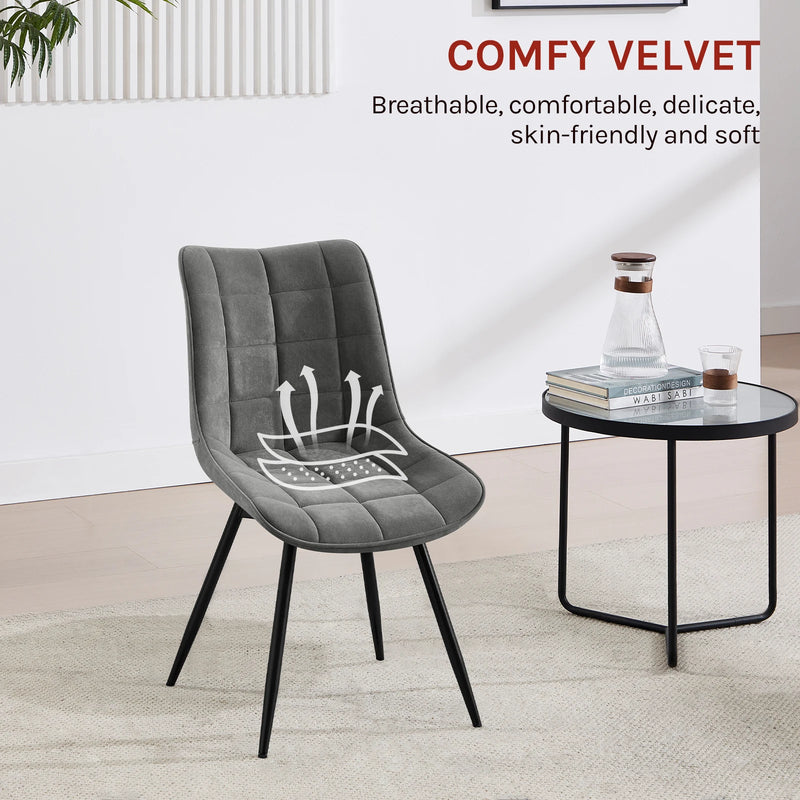 WOLTU 2PCS/Set Swivel Dining Chairs Velvet Dining Room Chairs Upholstered Chair with Metal Legs Backrest for Kitchen Living Room