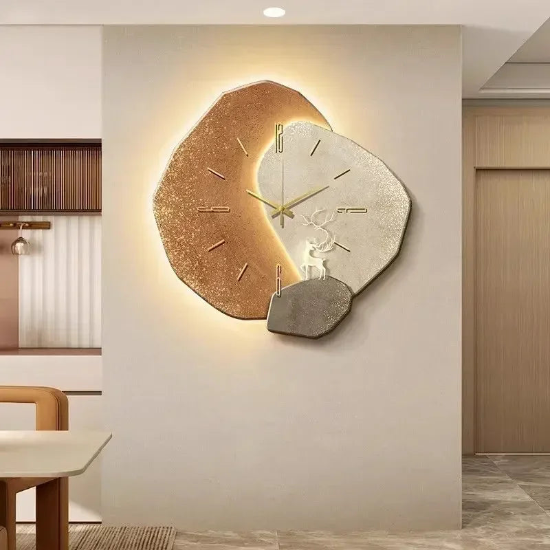 [3D imitation]Modern Clock with Light Design Clock Minimalism Wall Clocks Stylish Large Living RoomMechanism Silent Decoration