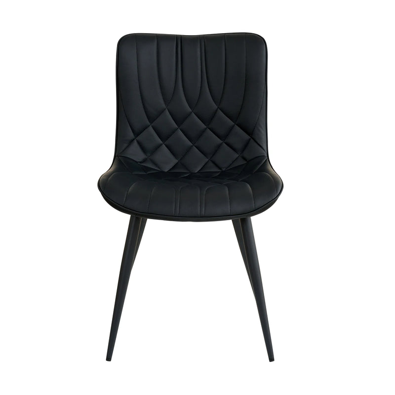 Set of 4 Modern Faux Leather Dining Chairs, Quilted Retro Style Accent Chair with Iron Legs, Luxury Upholstered Leisure Chairs