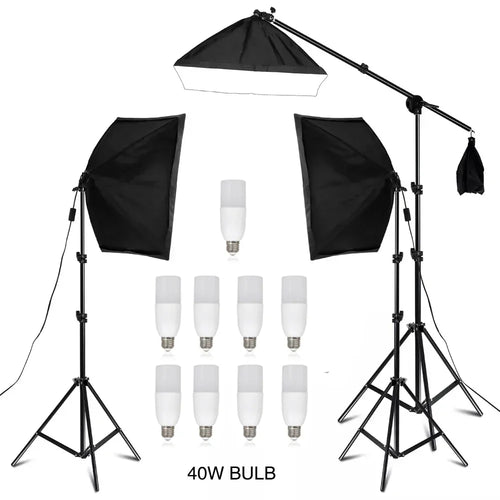 SH Photography Softbox Light Kit Four Lamp Holders Continuous Light System With E27 Photographic Bulb Accessories Photo Studio