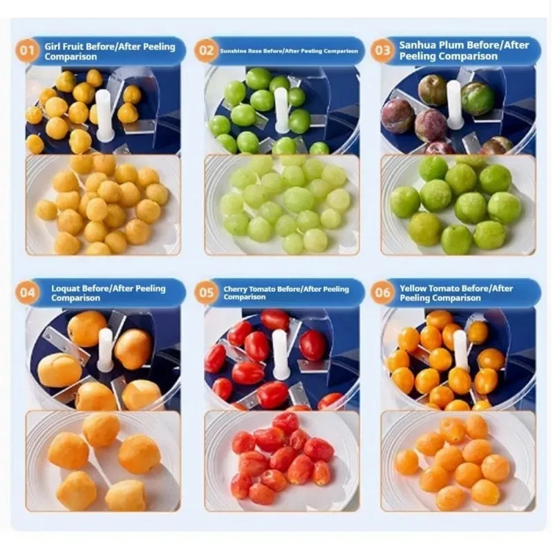 Automatic electric machine for peeling grapes, skin dissolving hands-free for berries and fruits, fruit preparation tool, easy p