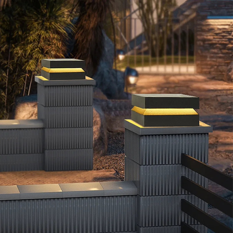 Outdoor Courtyard LED Lawn Lamp Waterproof IP65 Garden Square Solar Street Light For Pillar Chapiter Fence Door Post Decoration