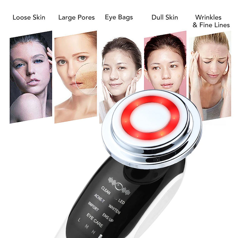 7 in 1 RF EMS Facial Massager Skin Care Tools Face Lift Multifunction Firm Device Skin Rejuvenation Wrinkle Removal Face Beauty